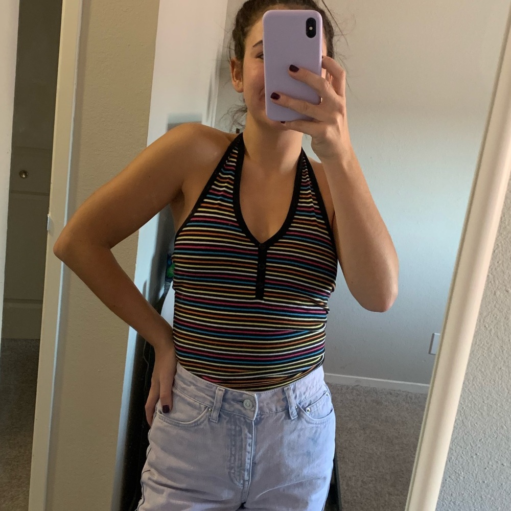 Black and rainbow halter